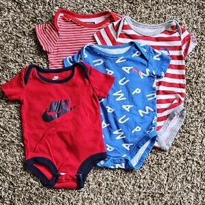 Nike & Puma Red White & Blue Onesie Collection Size Baby 0-3 Months & 6-9 Months